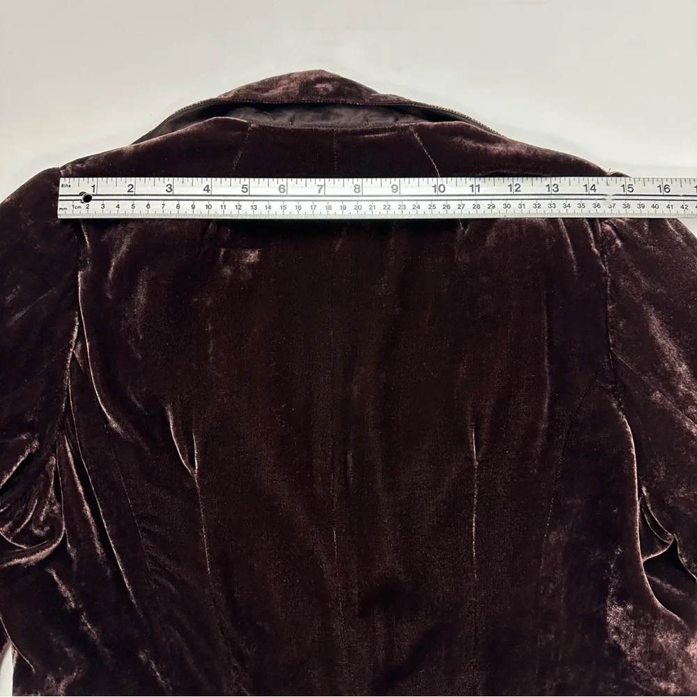 Brown velvet ruched ruffles blazer whimsigoth peplum Operacore Vamp Romantic Med - Picture 8 of 9